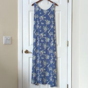 Jackpot by Carli Gry 90's Vintage Floral Sleeveless Sheath Maxi Dress Blue 1